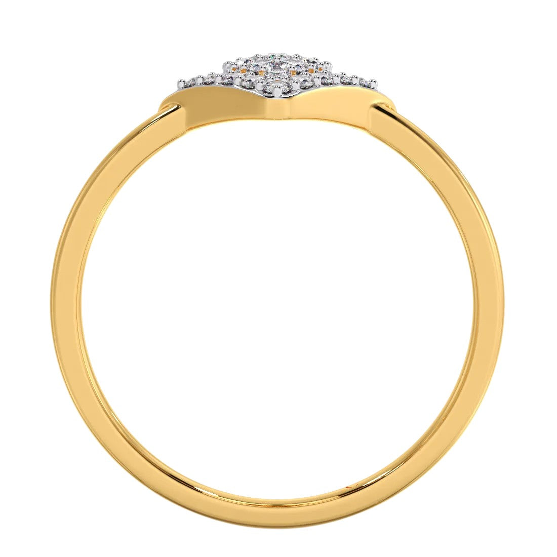 Cluster Heart 925 Sterling Silver Elegant Gold Plated CZ Stone Light Weight Ring For Women By Kesardeep